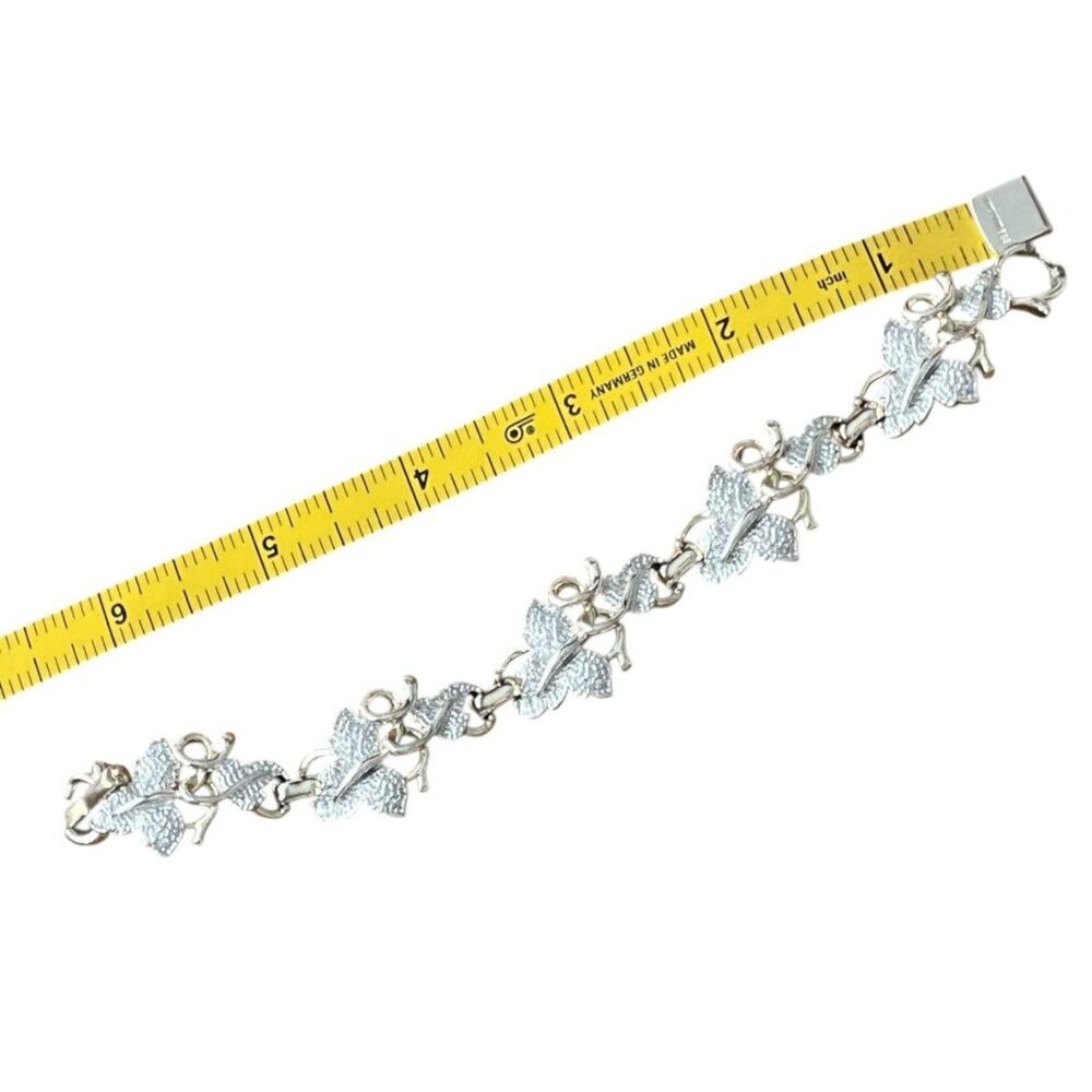 Sarah Coventry Whispering Leaf vintage silver-tone link bracelet fairycore - Picture 3 of 9